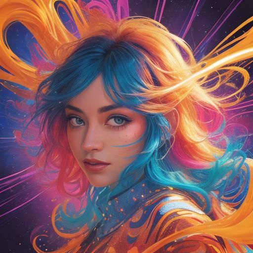 Euphoric Energy Portrait in Pop Art Style