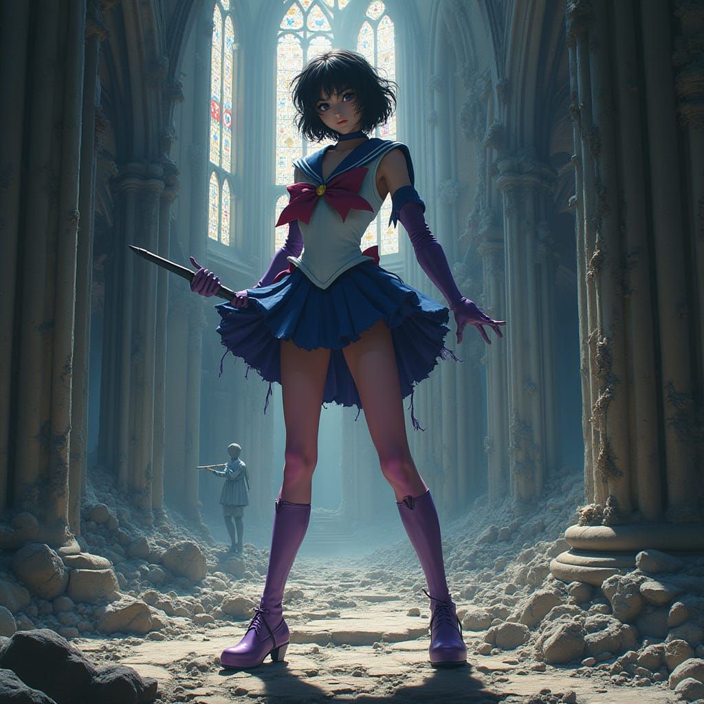 Sailor Saturn in Gothic Cathedral, Dramatic Art