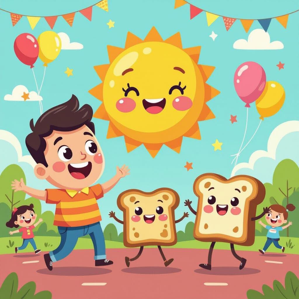 Playful Cartoon Parade with Silly Characters