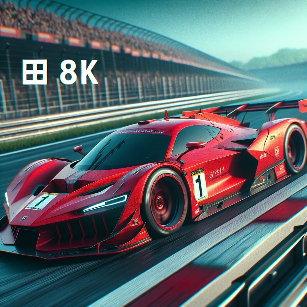 Red Racecar Drifting on Track: Digital Art Rendering