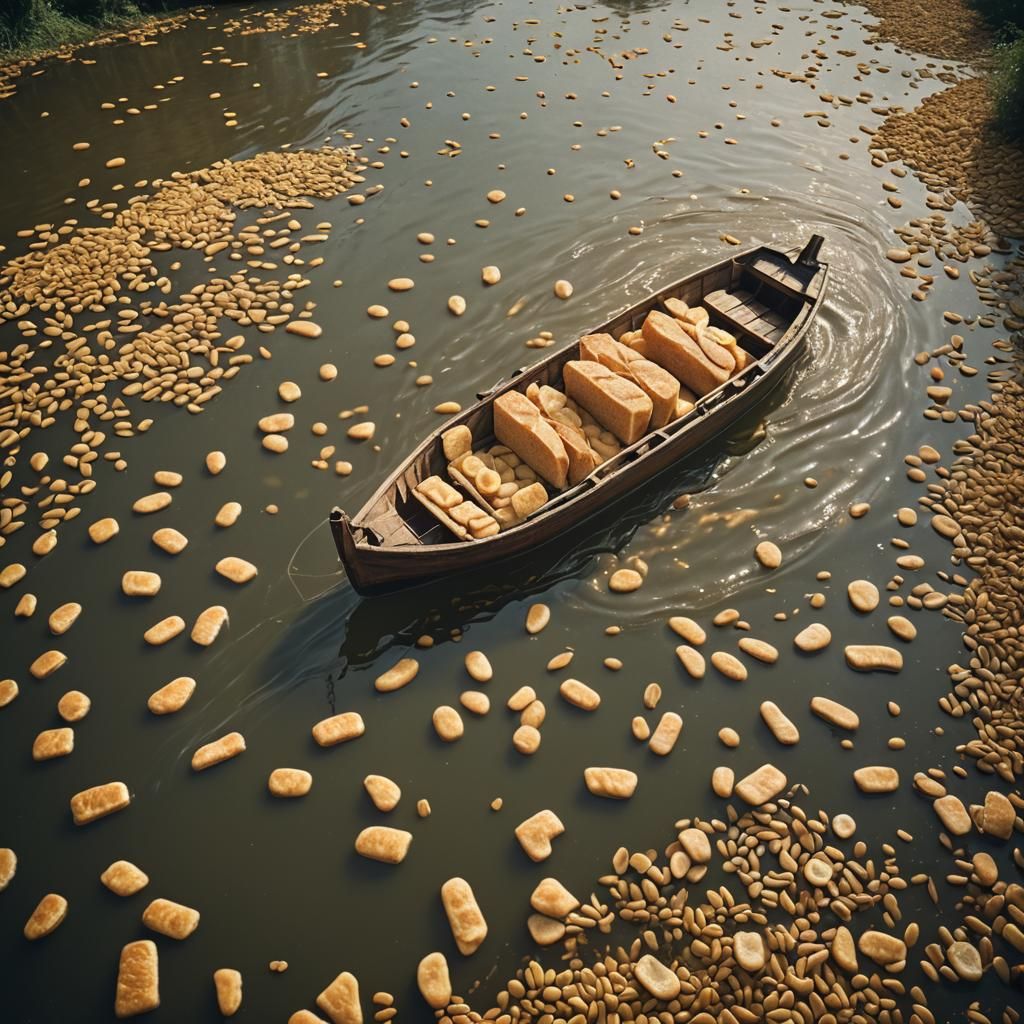 Bread Boat on Soup River: Cinematic Film Still