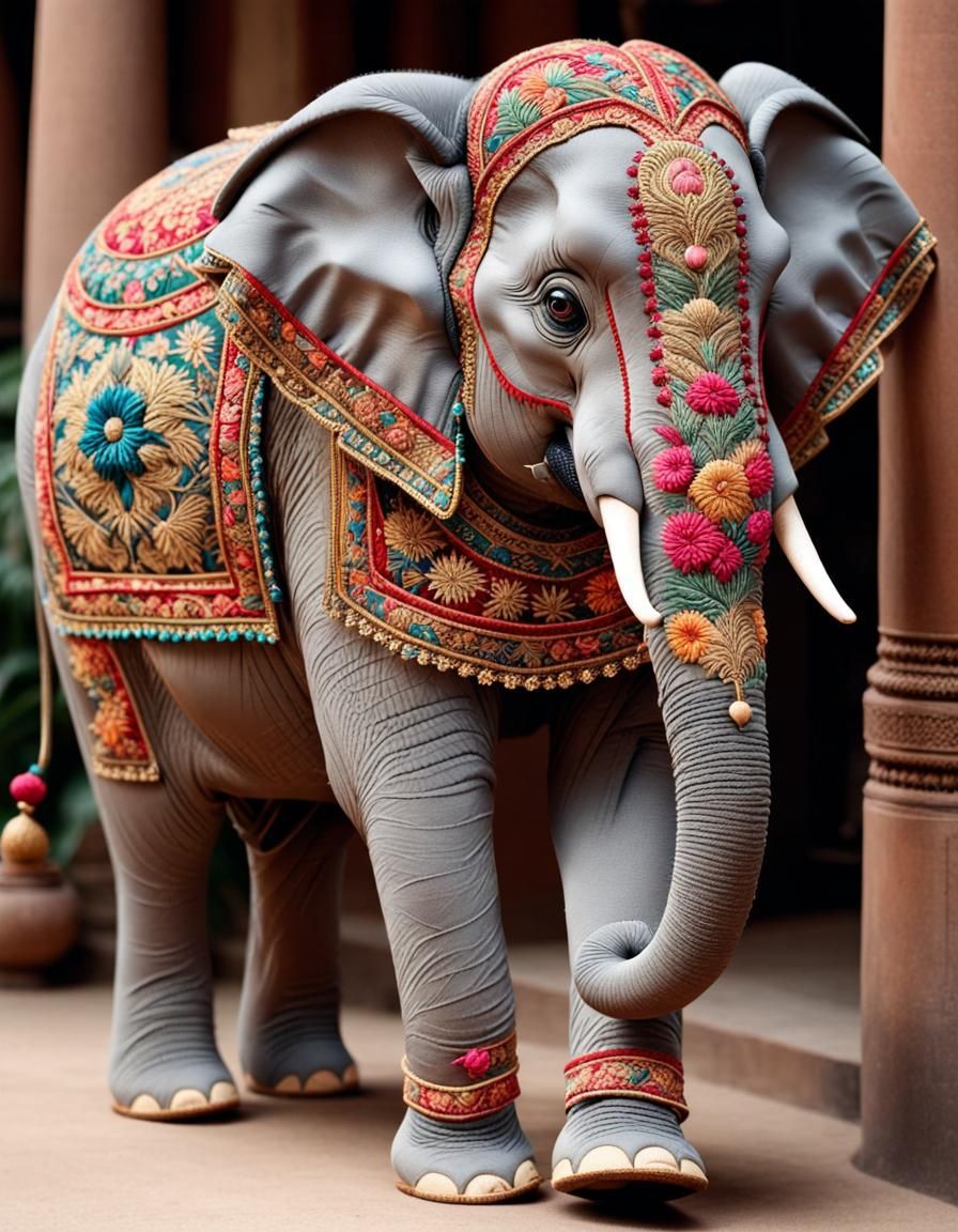 Elephant in Ugly Christmas Embroidered Sweater