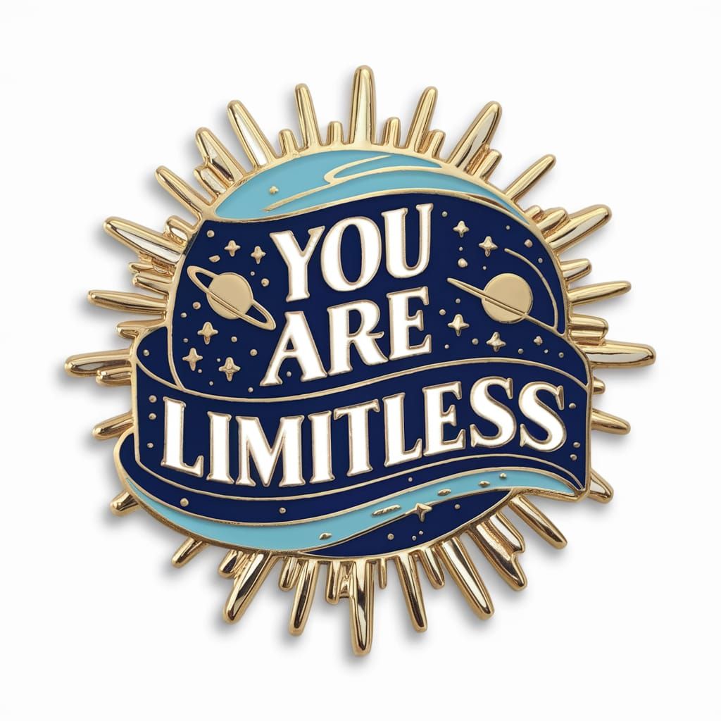 Celestial Enamel Pin Design Featuring Motivational Quote