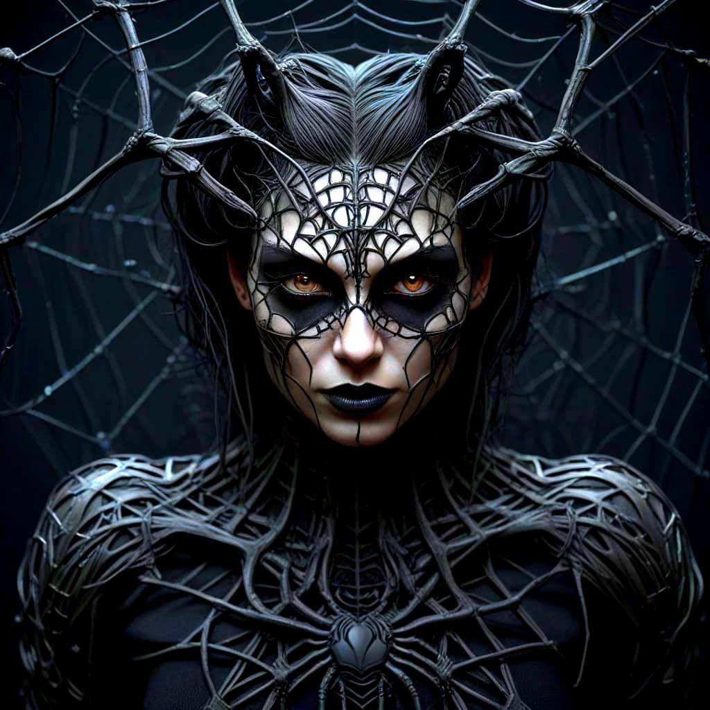 Gothic Spider Weaves Heart-Shaped Web