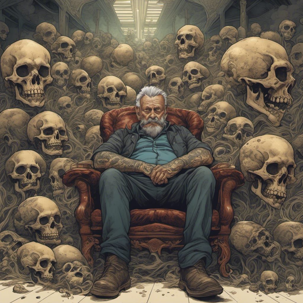 Hyperrealistic Eurasian Man in Waiting Room