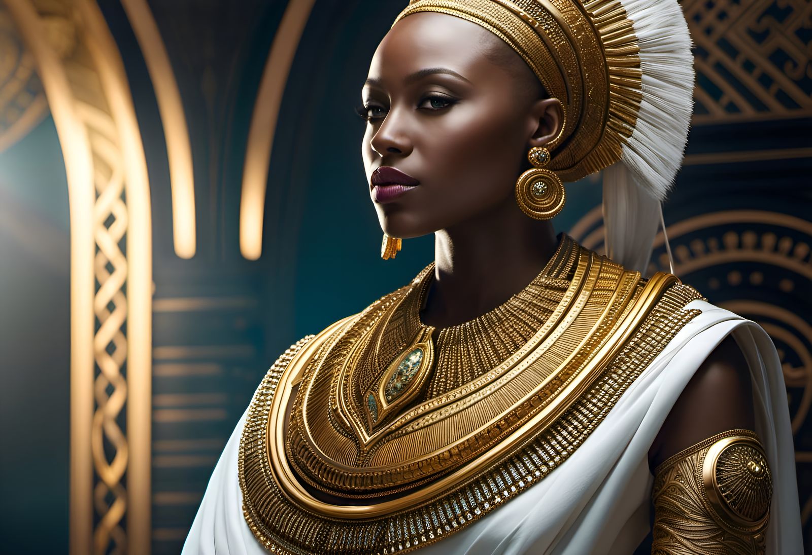 Elegant African Man in Futuristic Egyptian Setting