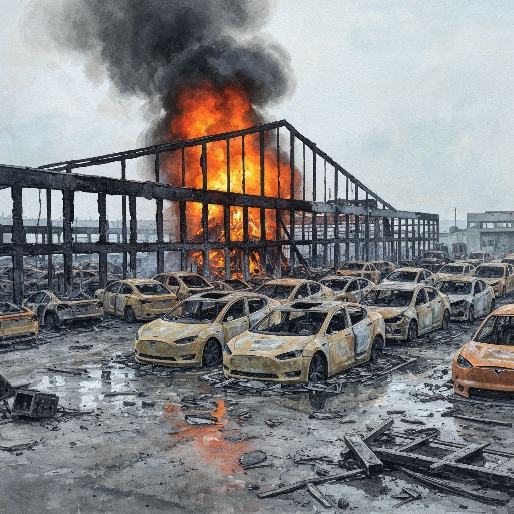 Explosion Aftermath at Tesla Factory