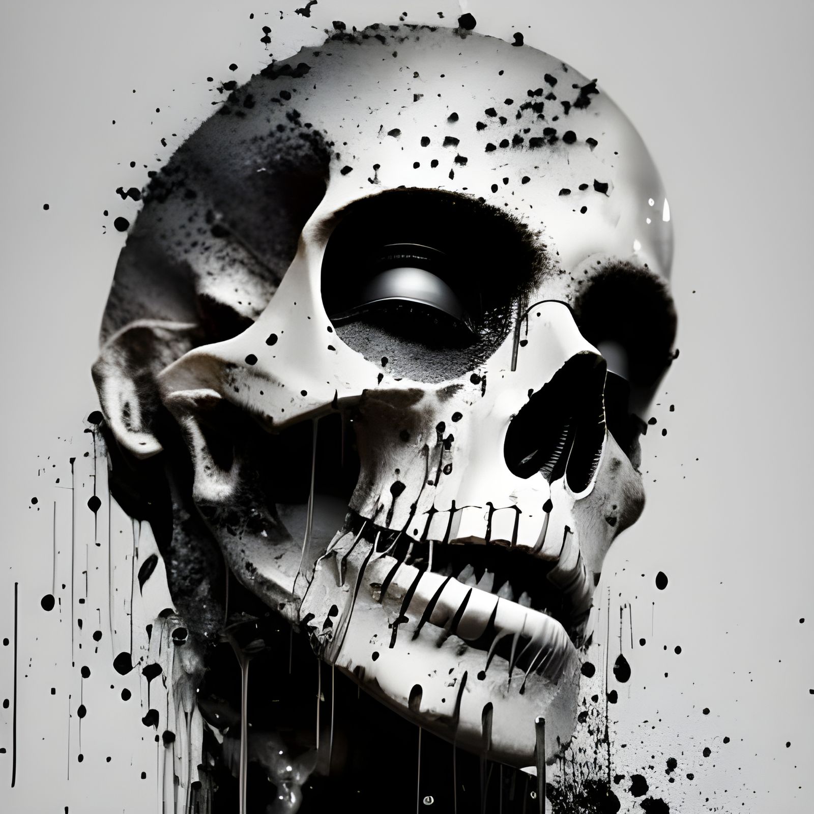 Black and white Ink splash: skull portrait