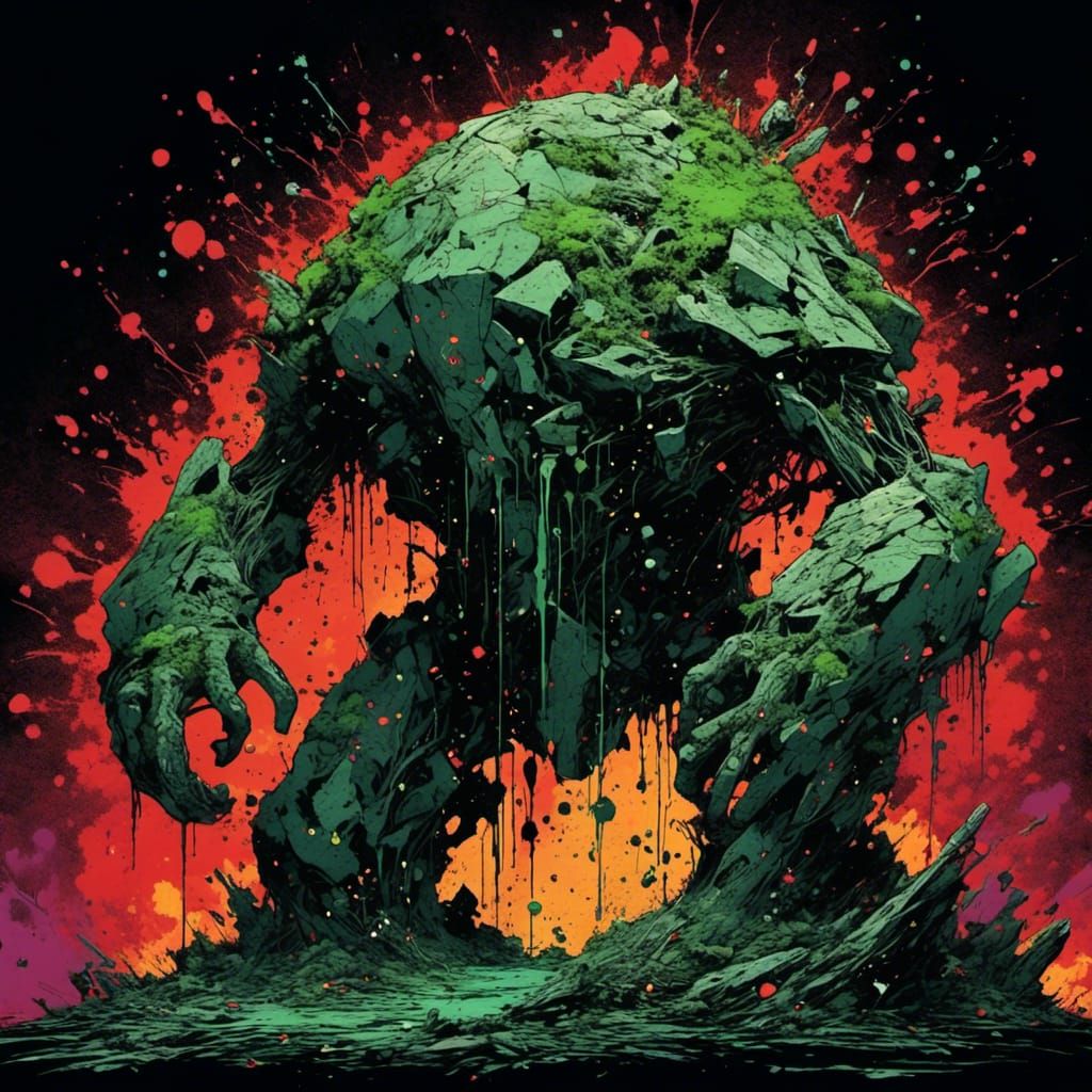 Rock Golem of Memories in Graffiti Style