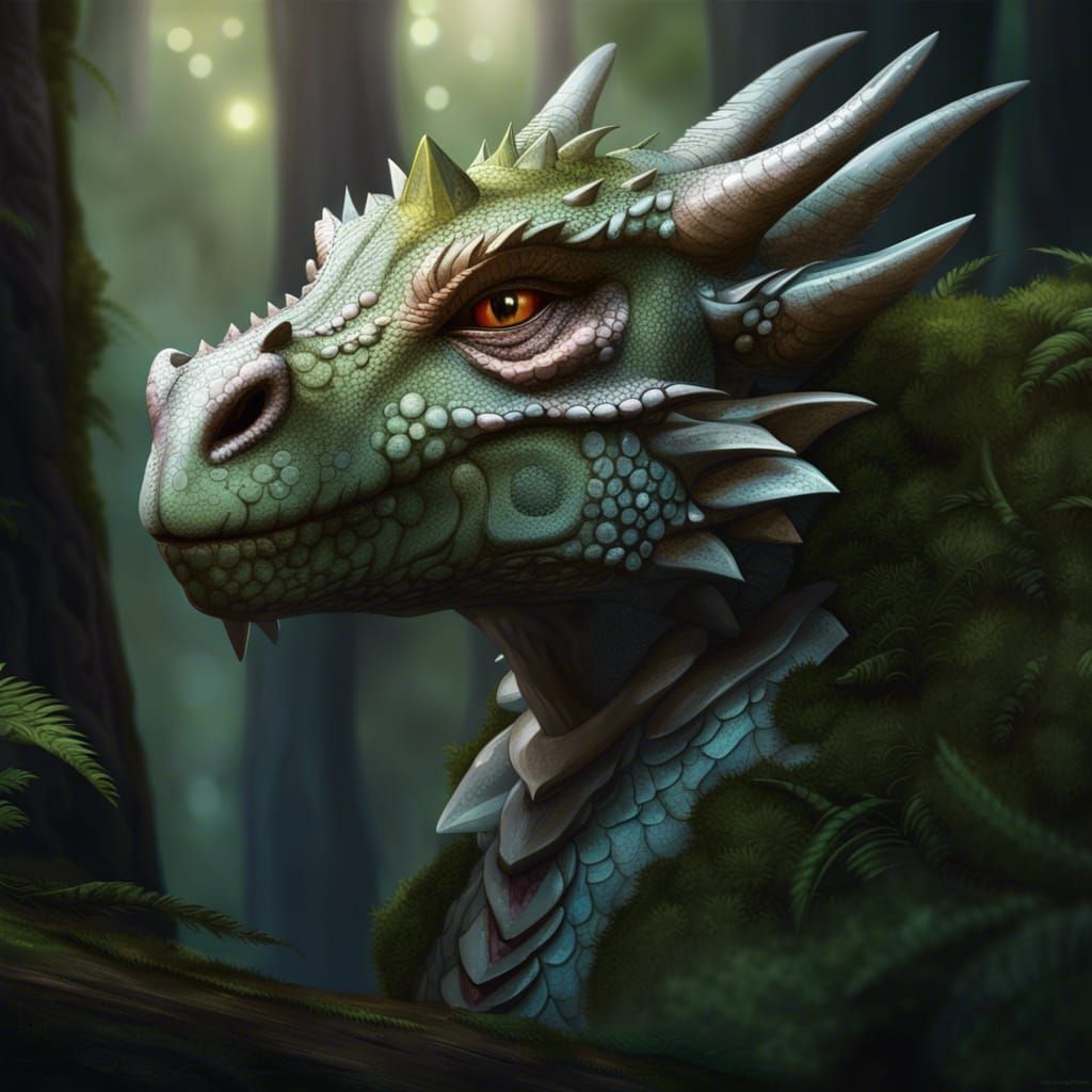 Sad Dragon Portrait in Anime CGI Style