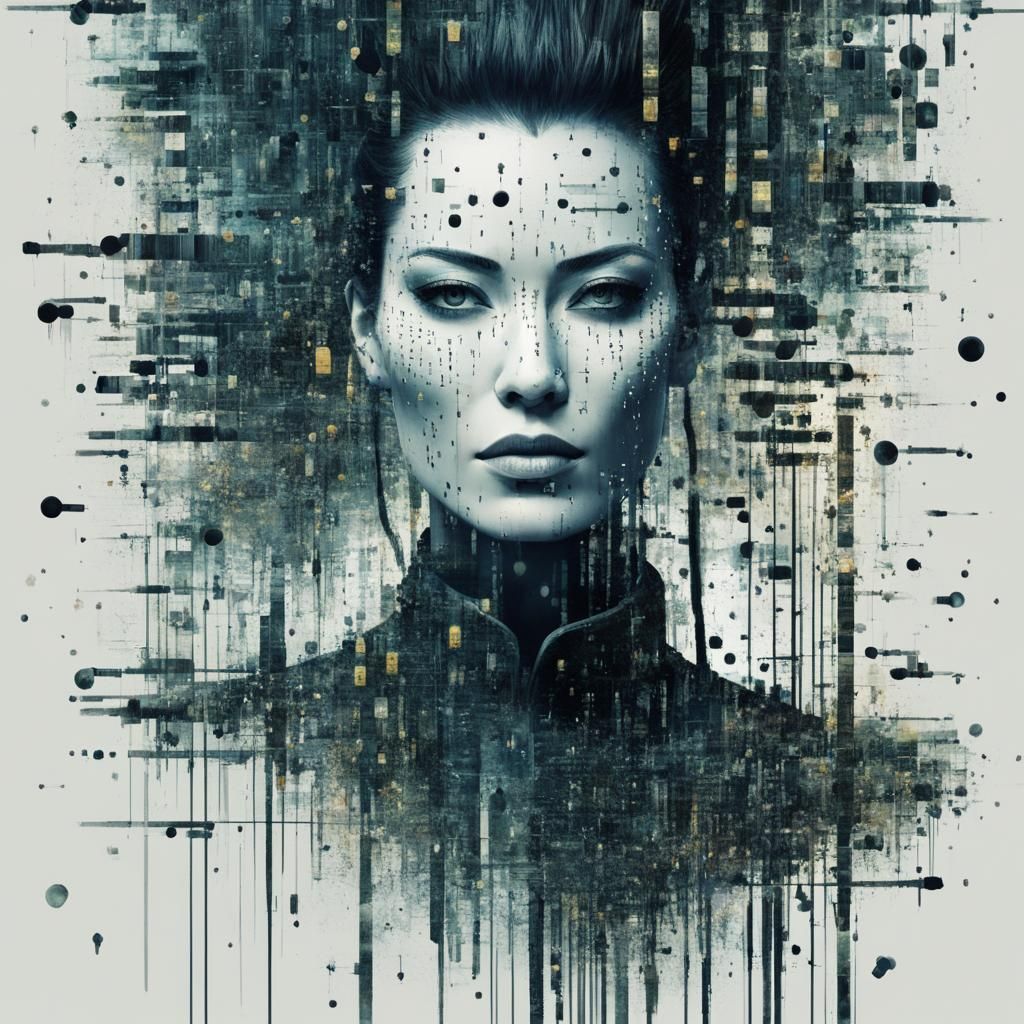 Matrix Plateau Portrait in Digital Punk Style