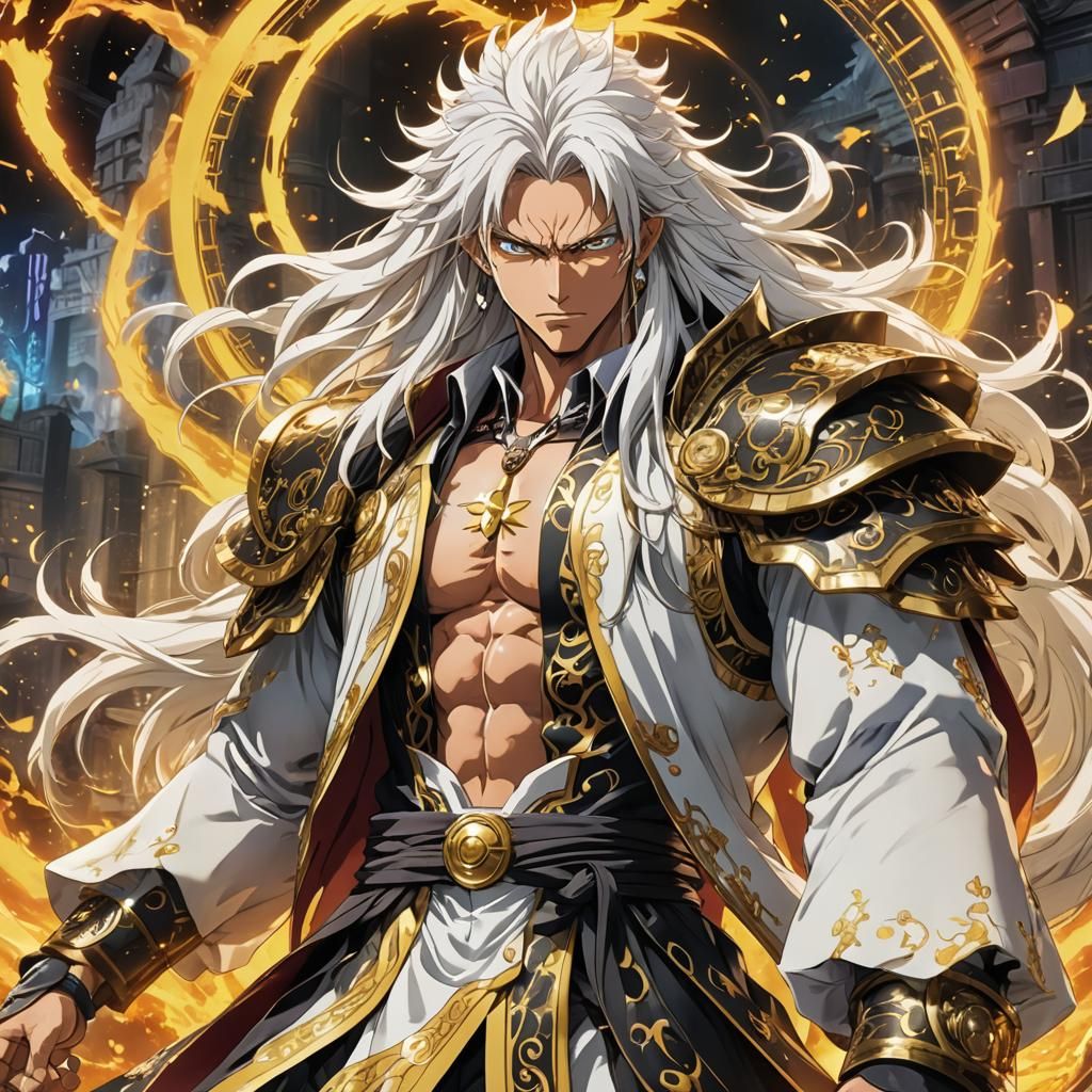 Anime Key Visual: Powerful Figure with Glowing Aura