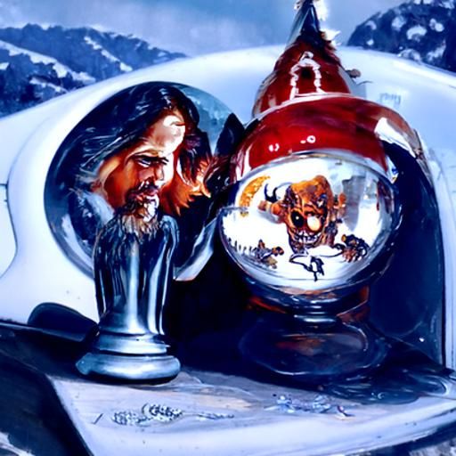 Satan and Jesus Play Chess in Snow Globe