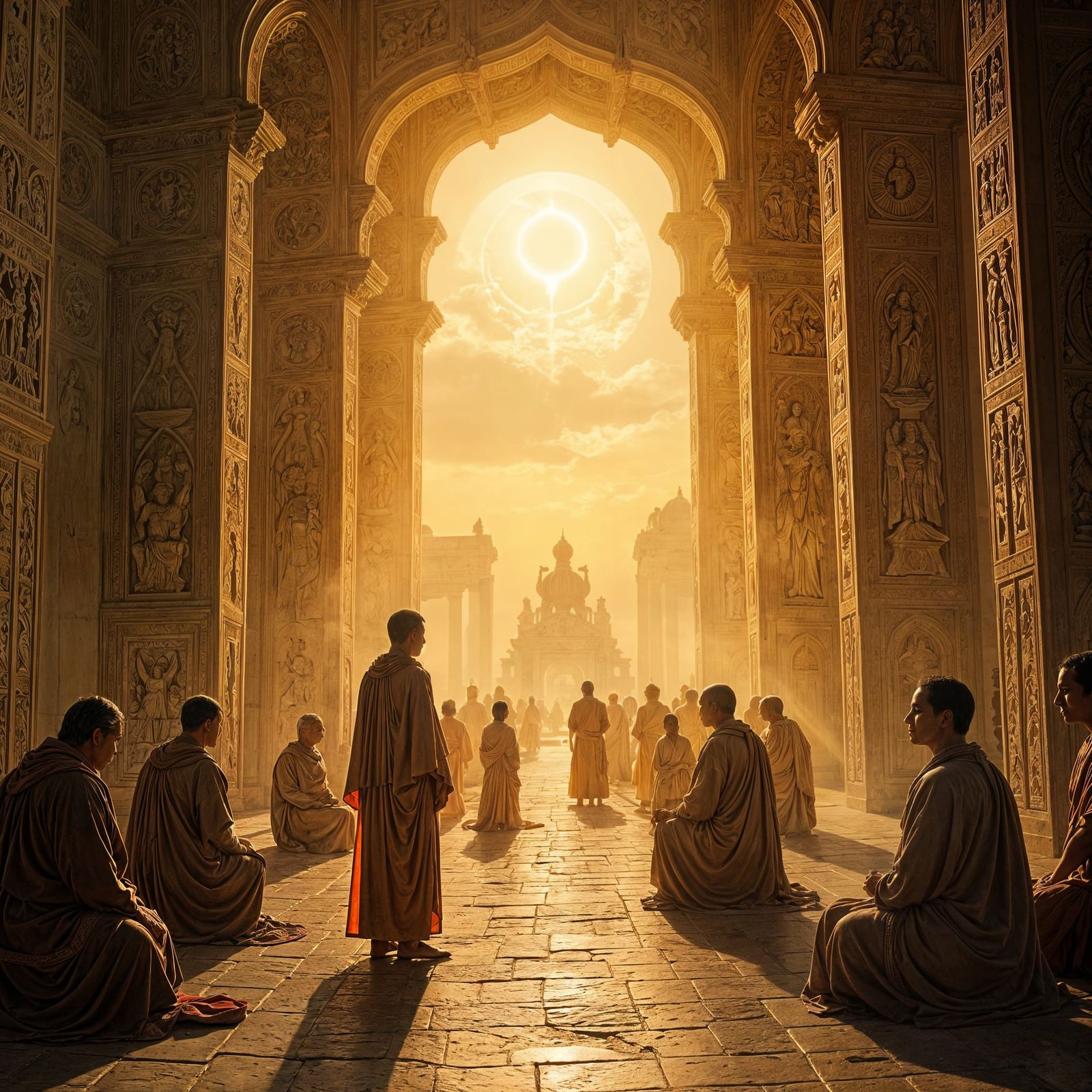Sacred Ancient Rituals in Golden Light