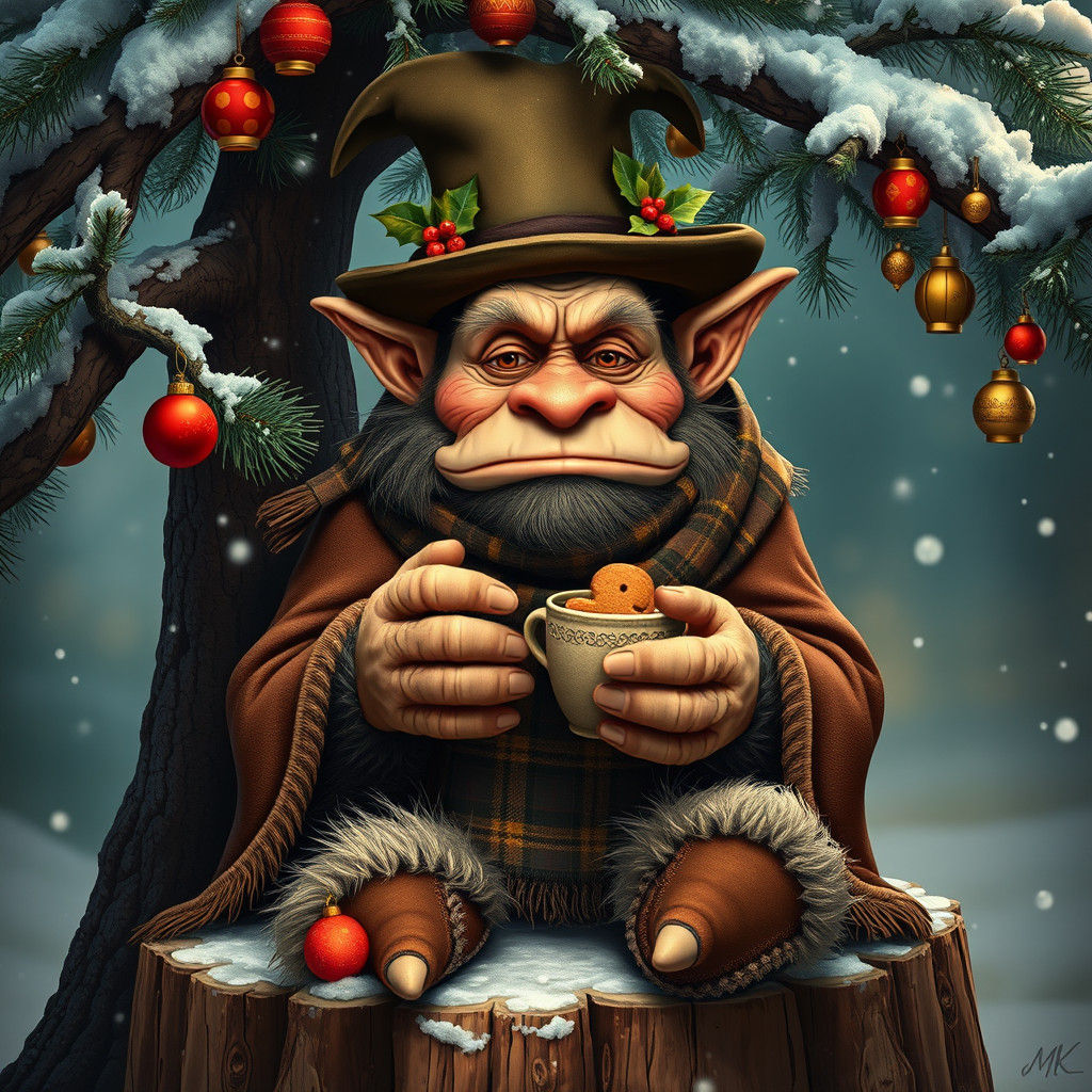 Festive Troll Enjoys Winter Treat, Concept Art