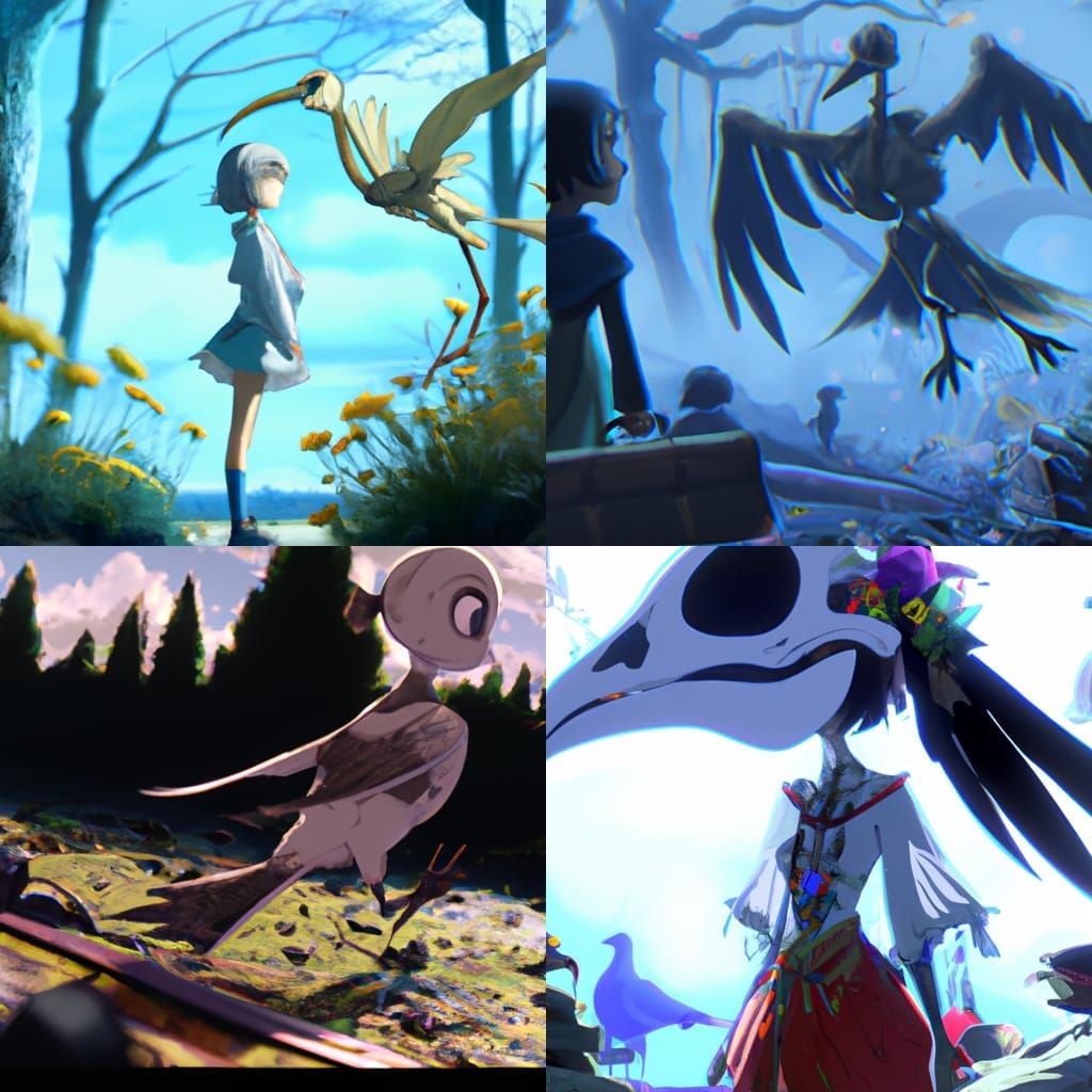 Anime Witch Doctor Skeleton Girl in Studio Ghibli Style