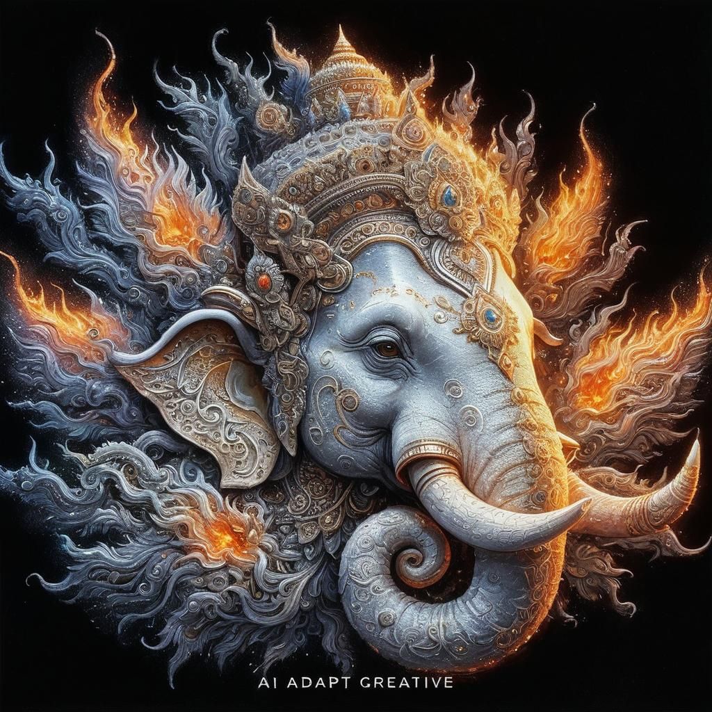 Ornate Elephant Deity in Fantasy Art Style