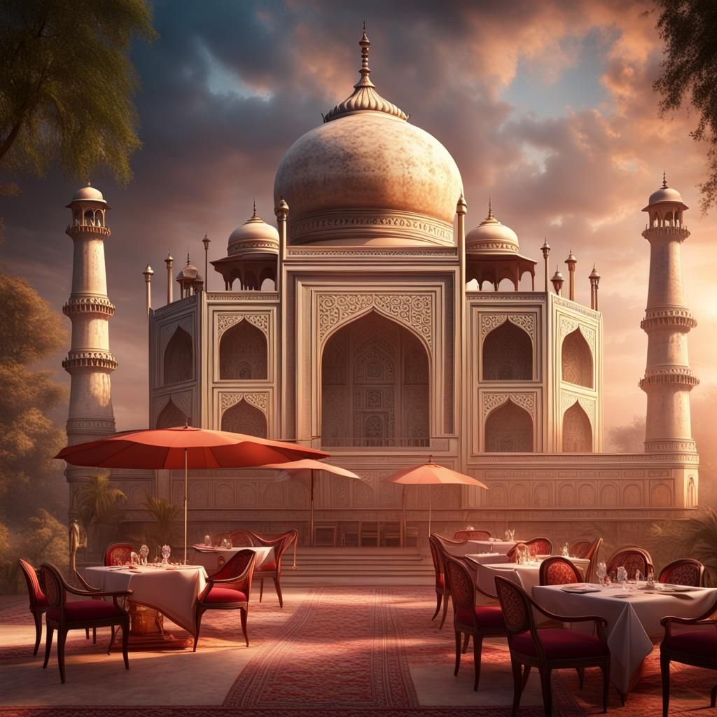 Taj Mahal Inspired Indian Restaurant: Digital Matte Painting