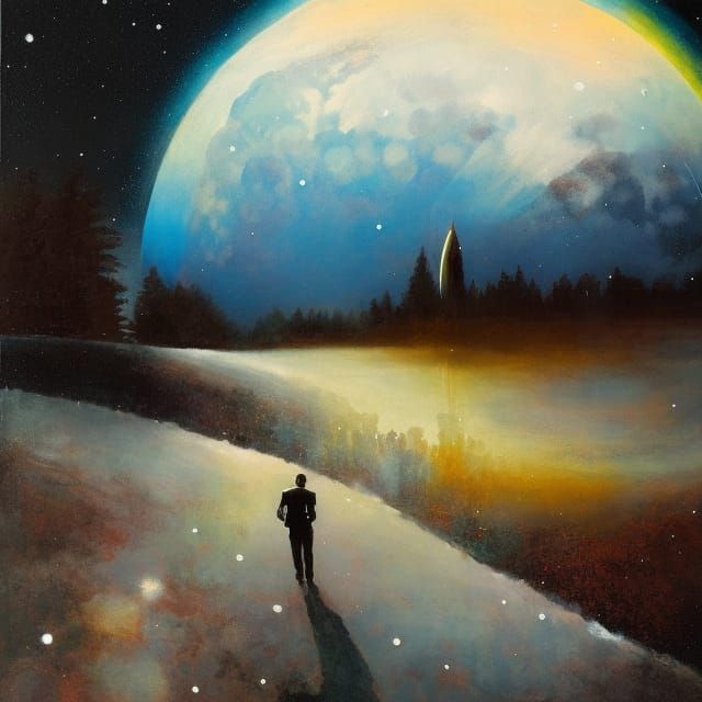 Man on the Moon in Hyperdetailed Victorian Style