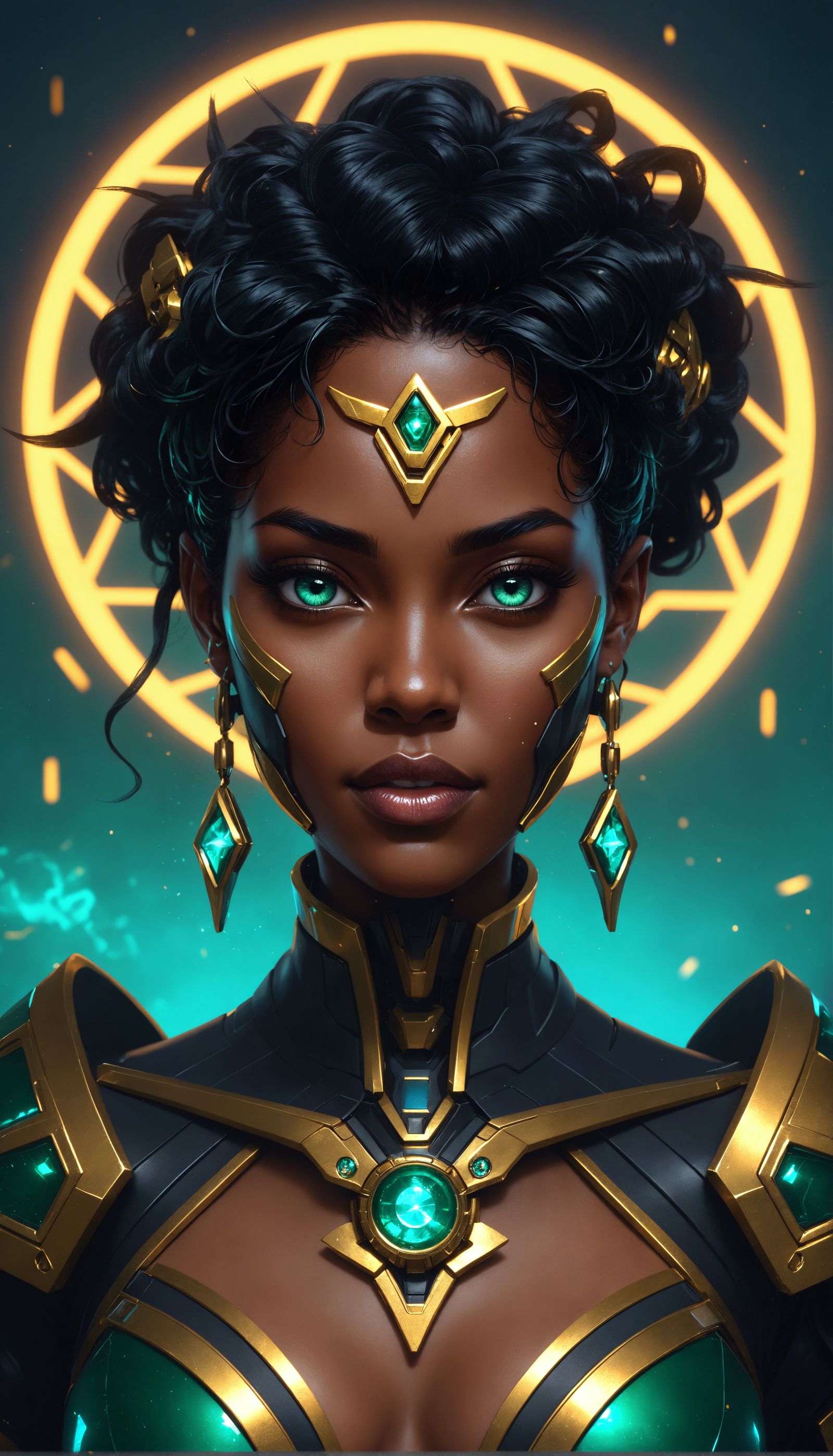 Bioluminescent Portrait of a Woman in Art Nouveau Style