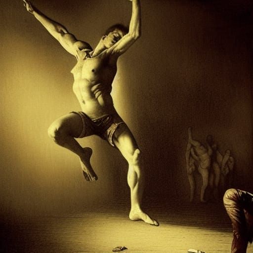 Disturbing Dance of Decaying Men: A Gothic Horror Scene