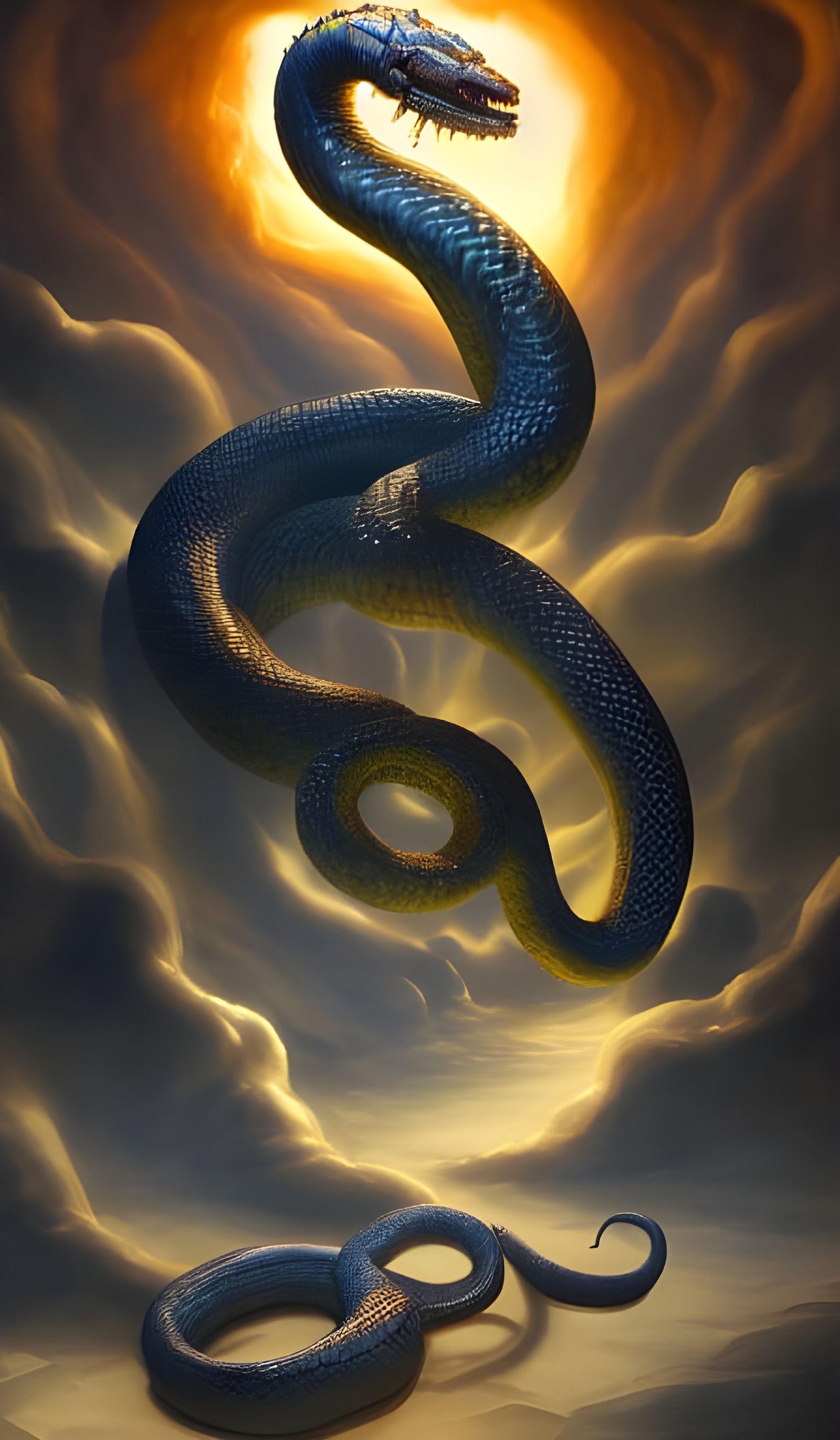 Jörmungandr: World Serpent in Composite Art Style