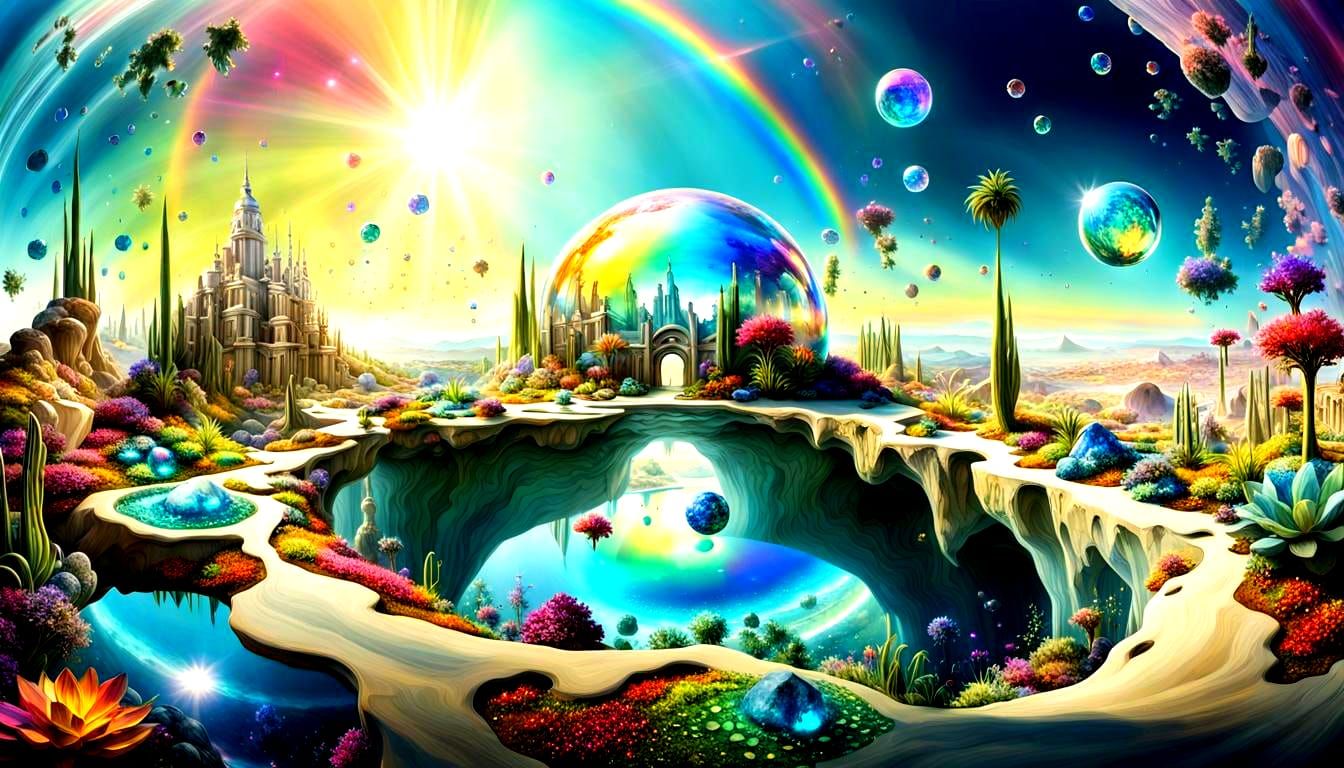 Surreal Gemstone Garden on Crystalline Planet