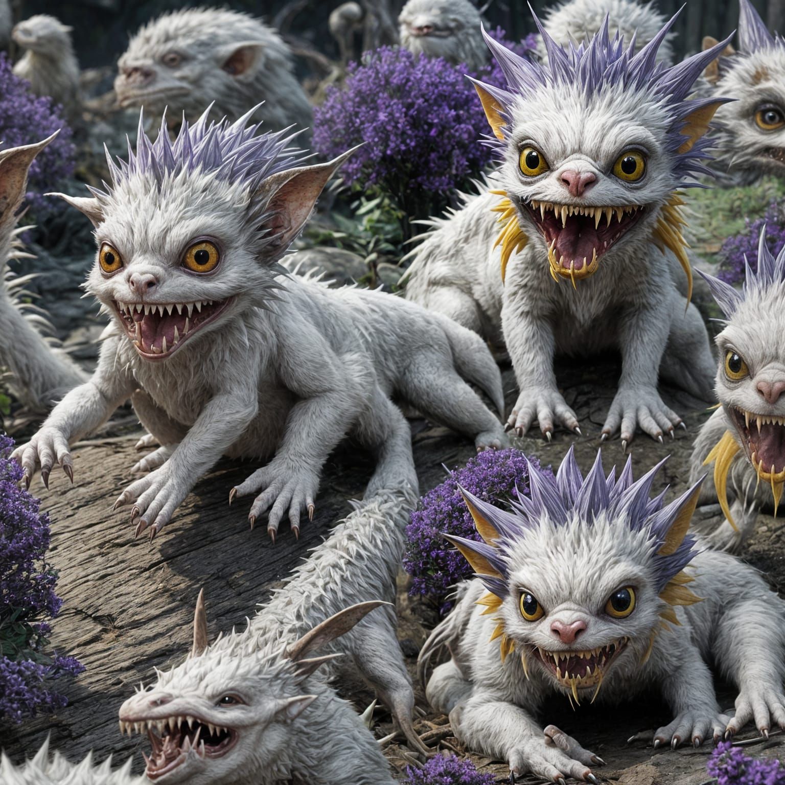 Creepy Cute White Spike Creature in Dark Fantasy