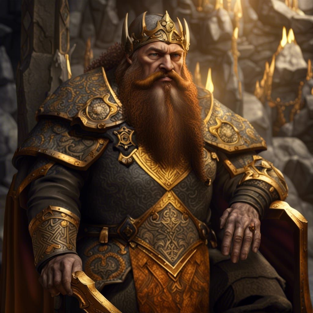 Stalwart Dwarven King Thalgrim in High Fantasy Style