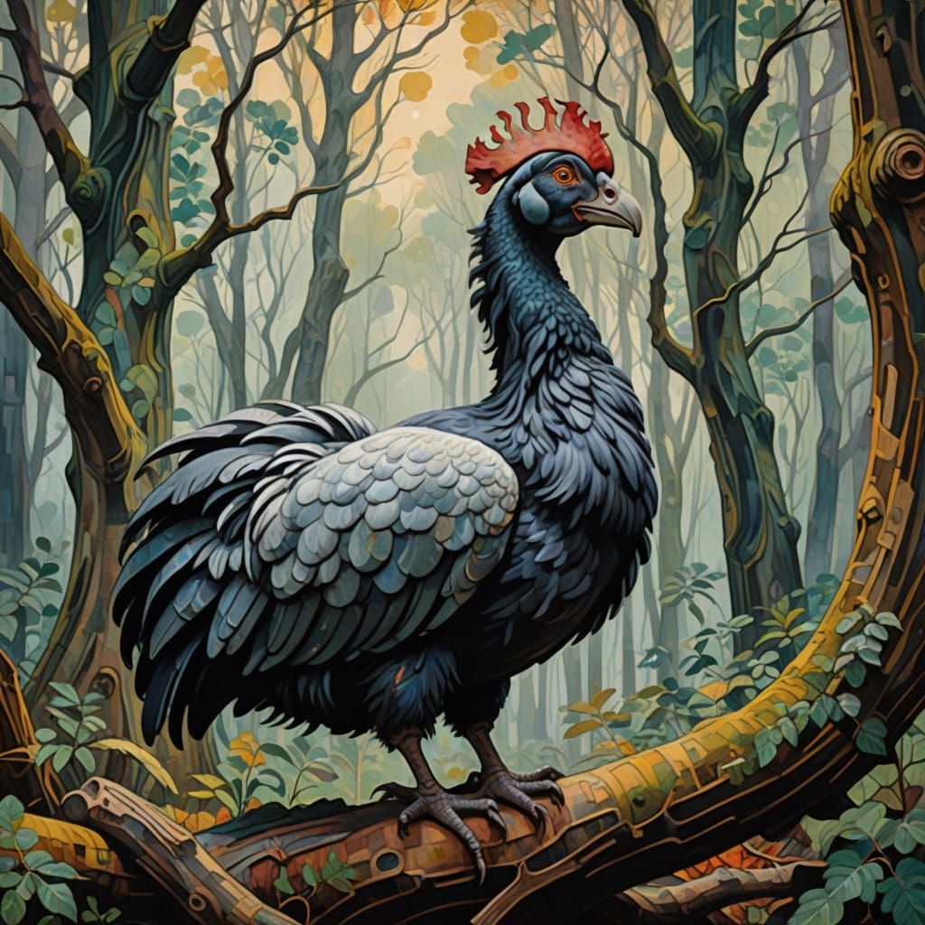 Majestic Dodo Bird in Ancient Forest Landscape