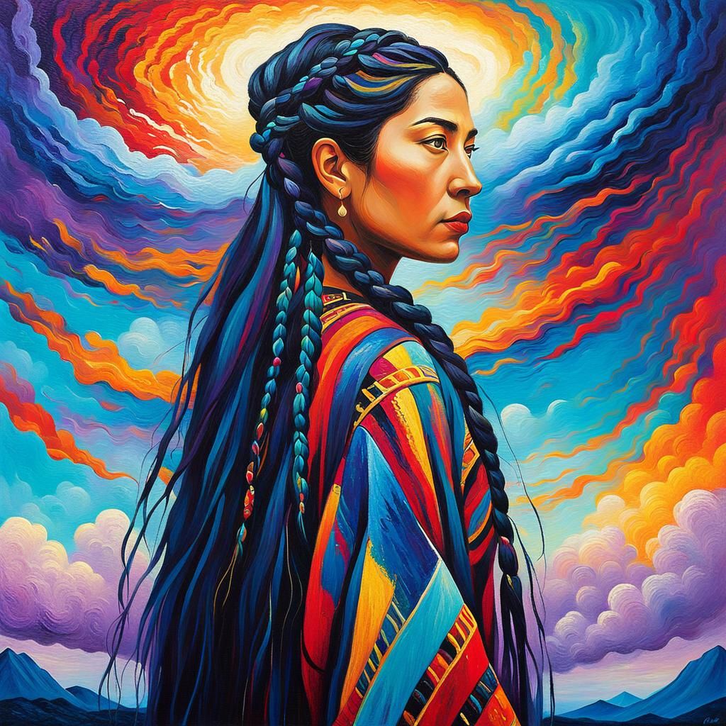 Indigenous Shaman in Neo-Impressionistic Universe