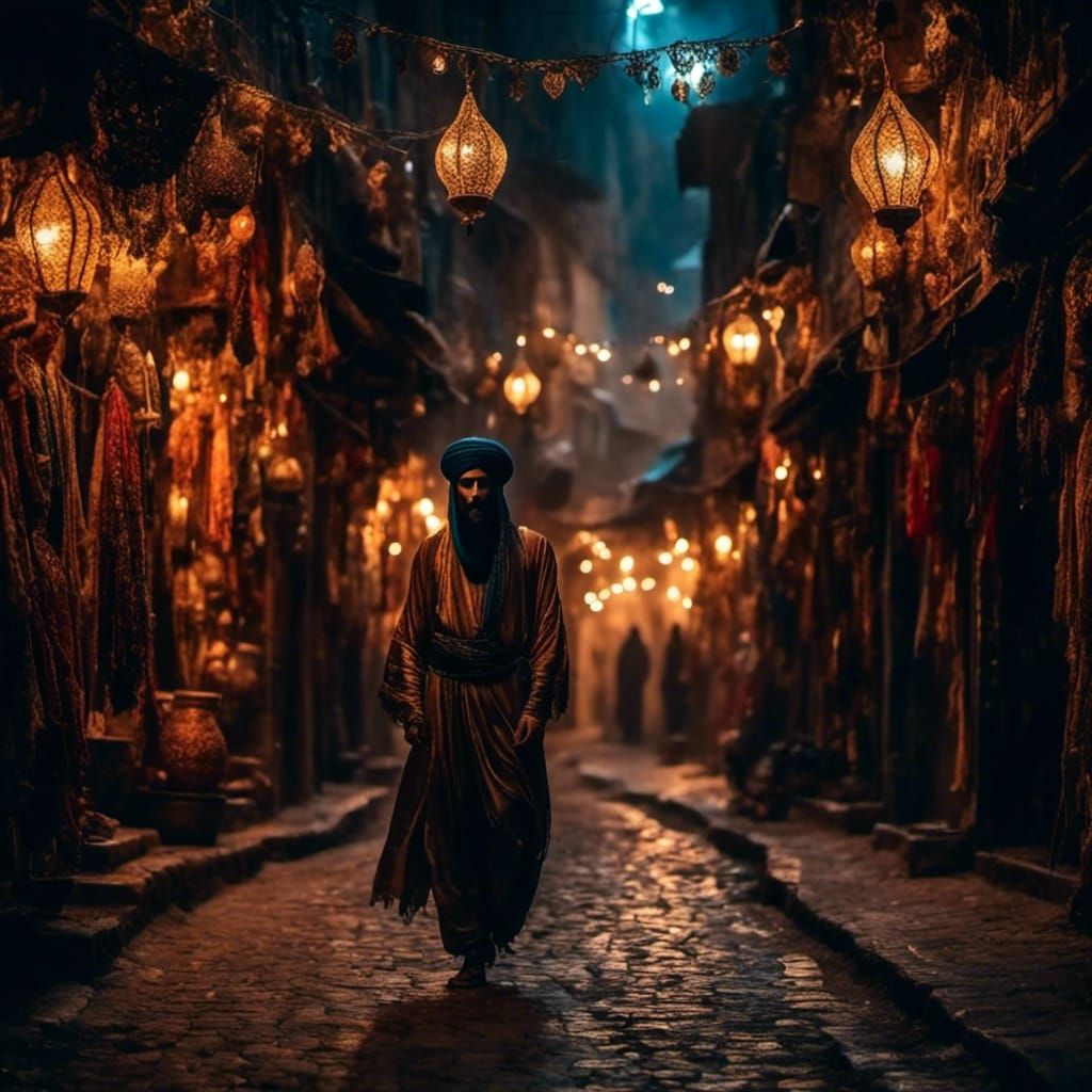 Mysterious Arab Man Lurking in Medieval Street