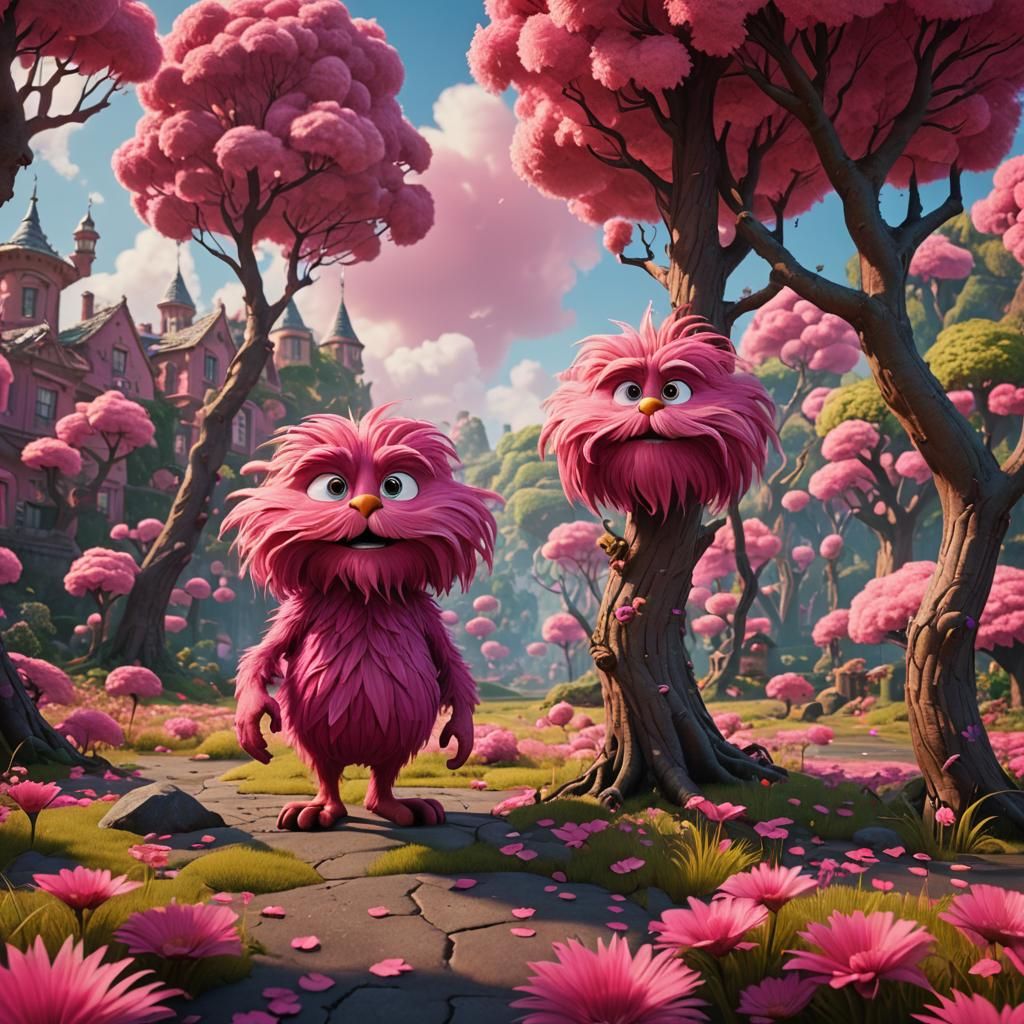 Pink Preppy Lorax in Detailed Matte Painting