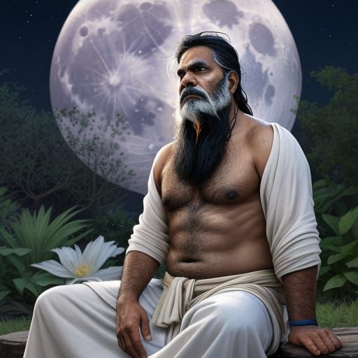 Men Bask in Tranquility Under Full Moon