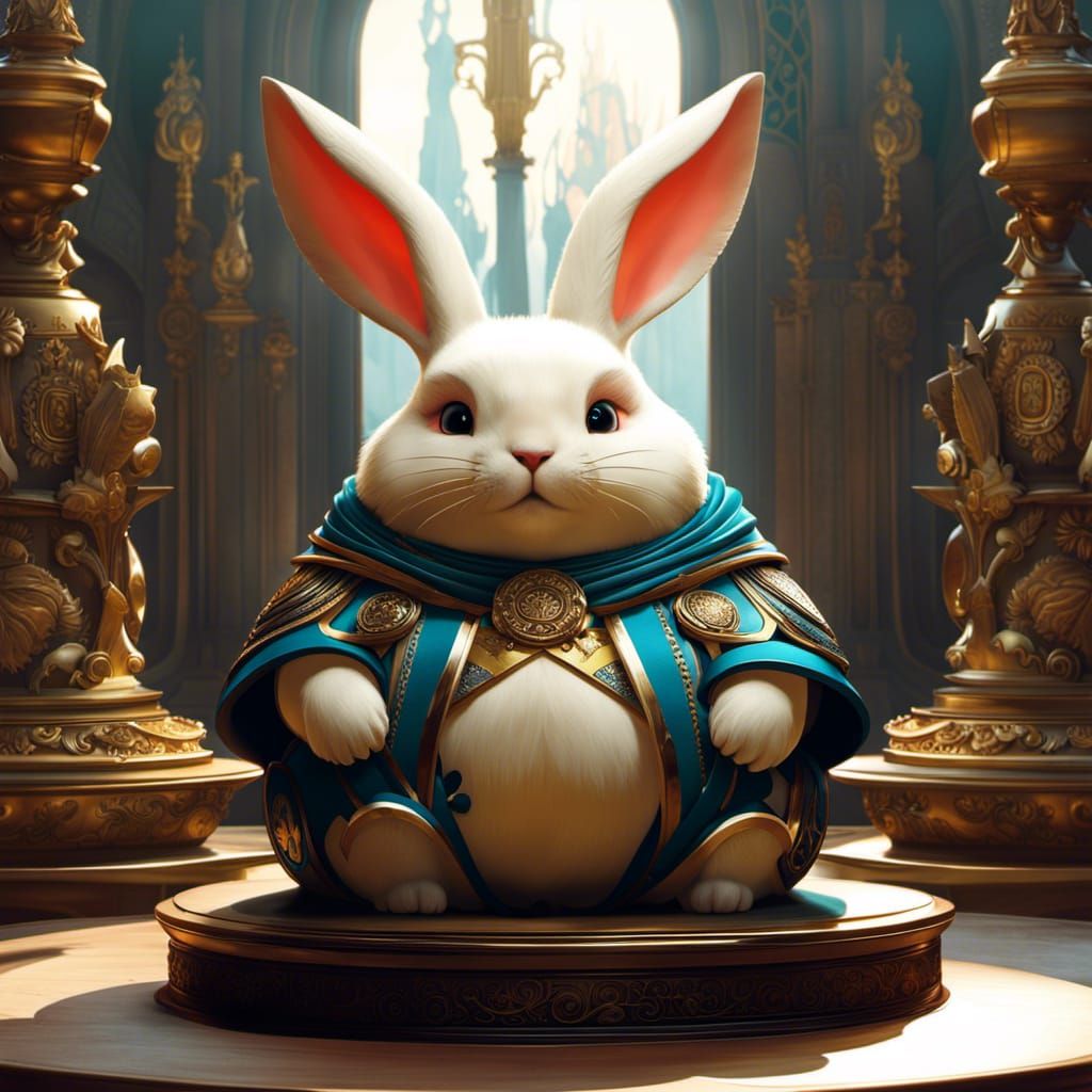 Anthropomorphic Rabbit God Statue in Anime Style