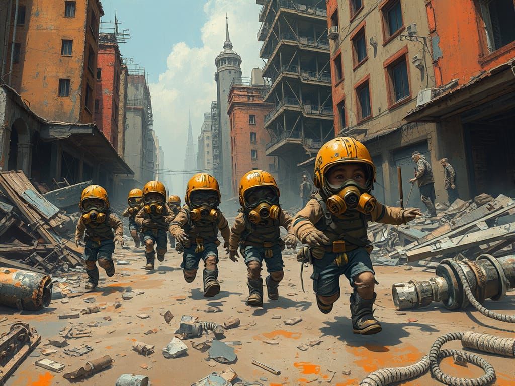 Miniature Figures in a Dystopian Apocalypse