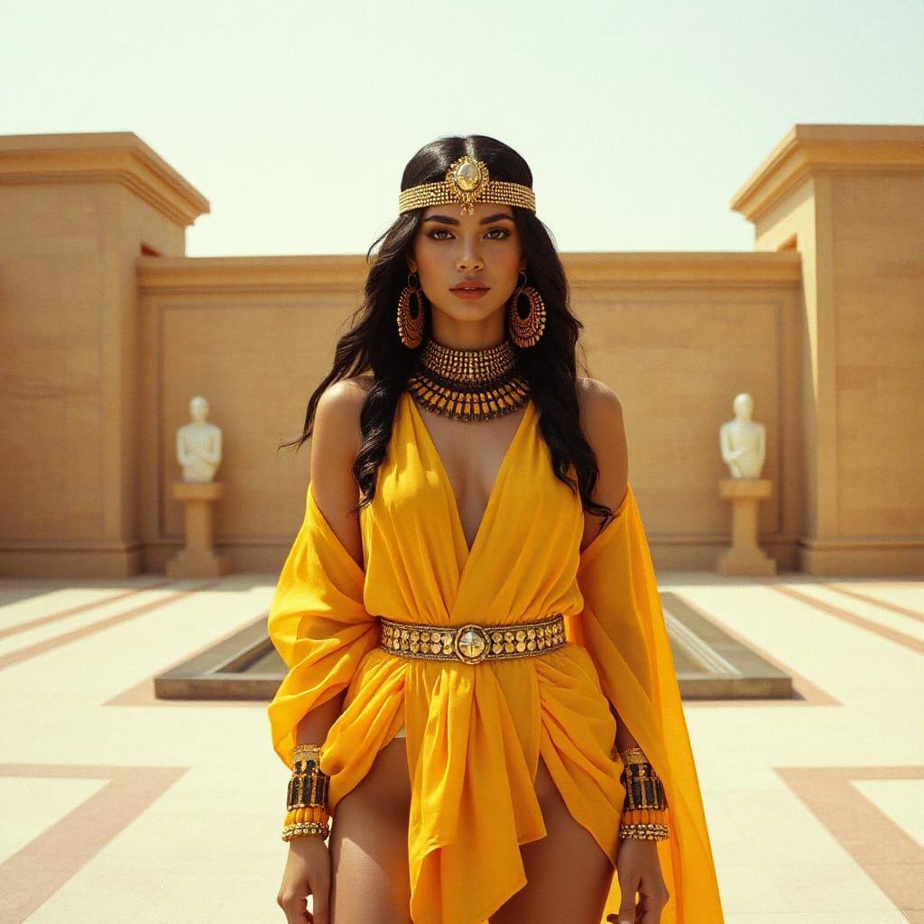 Cleopatra in a Striking Yellow Suit