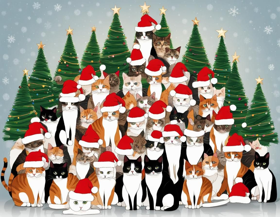 Christmas Tree Made of Cats: A Whimsical Image