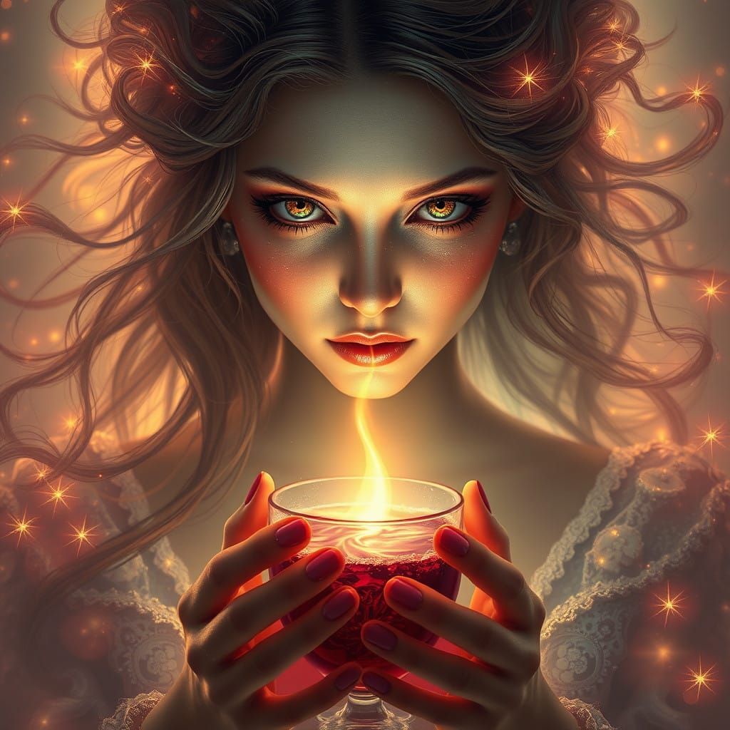 Mystical Wine Goddess Radiates Enchanted Aura