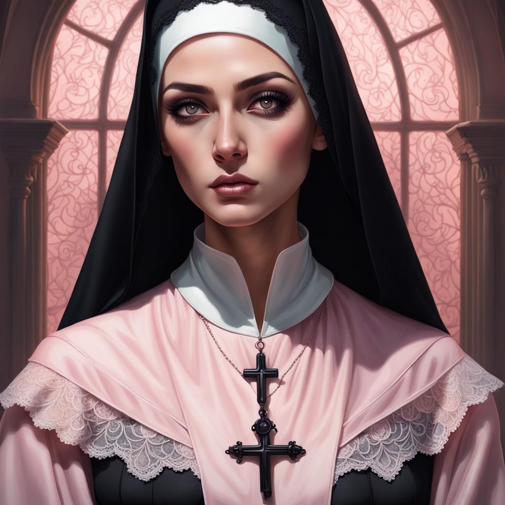 Hyperrealistic Portrait of Woman with Mourning Veil