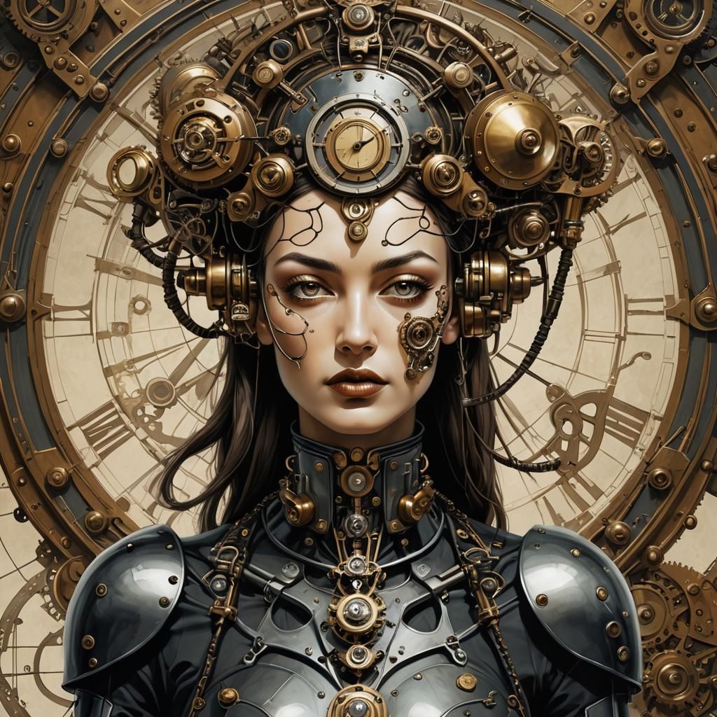 Steampunk Cyborg in Surrealist Style