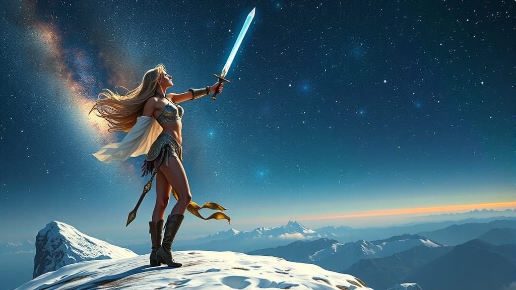 Celestial Paladin Draws Magic Sword