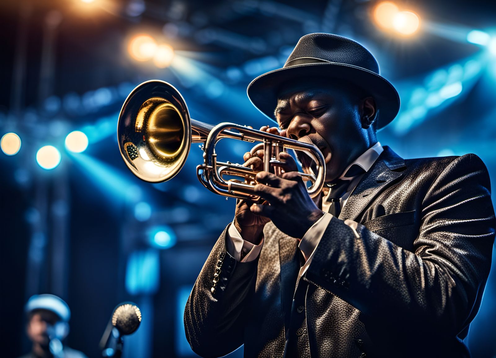 Blues Trumpet Player in Concert Lighting