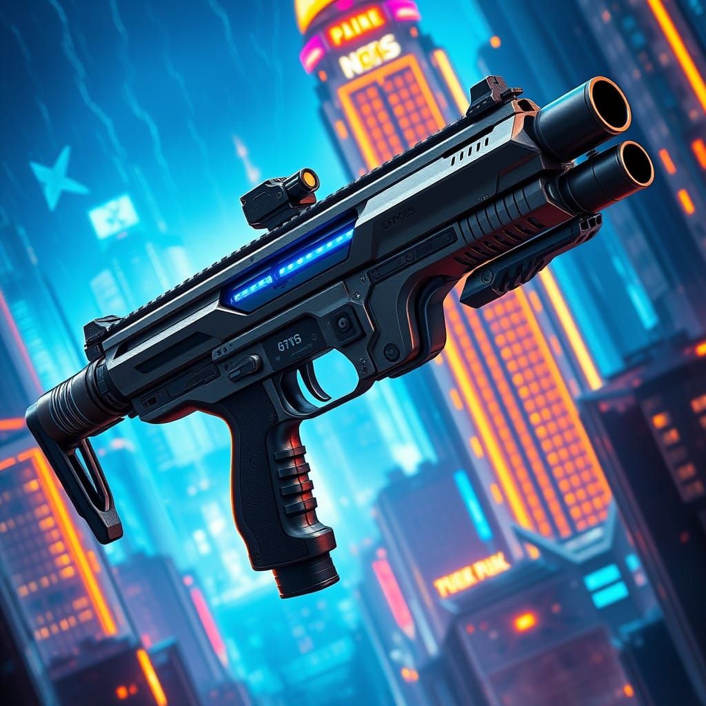 Cyberpunk Future Gun in Electric Blue