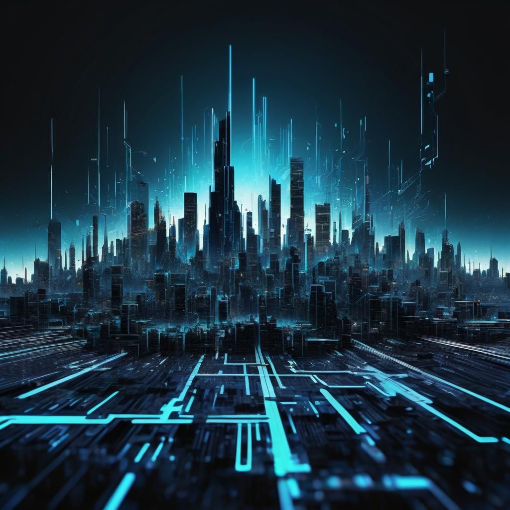 Futuristic Cityscape in Cyberpunk Style