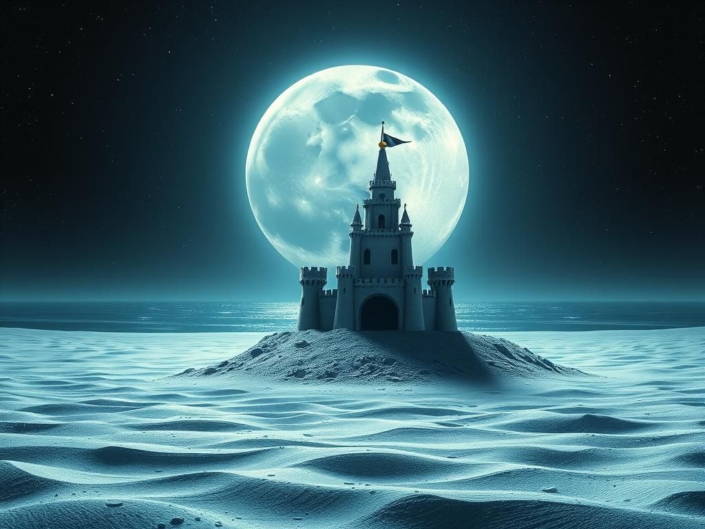 Lunar Sandcastle at Earthrise: Evocative Concept Art