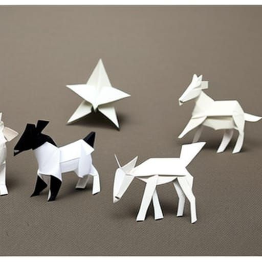 Origami Farm Animals in a Sunny Field