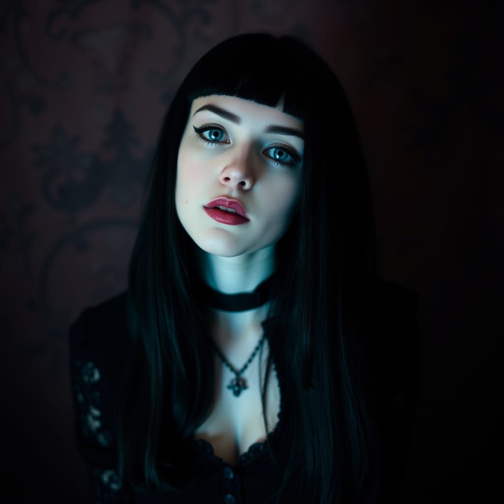 Ethereal Goth Goddess in Midnight Hues