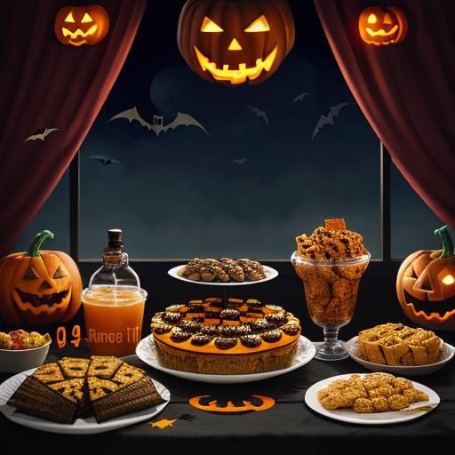 Halloween Snack Table with Whirling Decorations