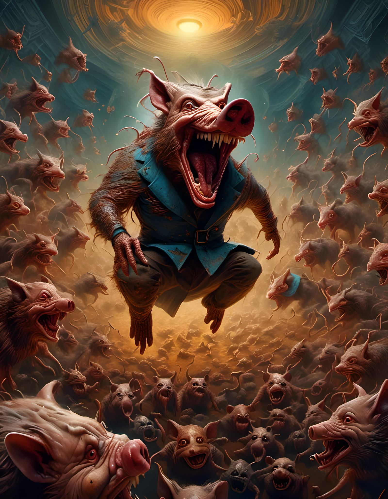 Screaming Psychopath: Hyperrealistic Digital Oil Painting